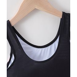 Pine Active Sleeveless V Cut Swimsuit Graphics Print - Black