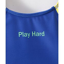Pine Active Sleeveless V Cut Swimsuit Text Print - Blue