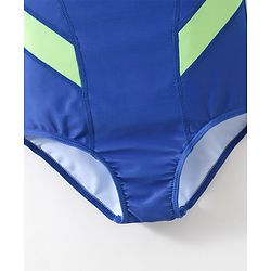 Pine Active Sleeveless V Cut Swimsuit Text Print - Blue