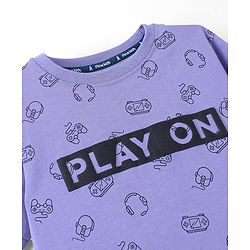 Pine Kids 100% Cotton Biowashed Half Sleeves Night Suit Gaming Print- Blue