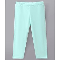 Pine Kids Cotton Knit Three Fourth Length Biowashed Solid Color Stretchable Leggings - Mint Blue