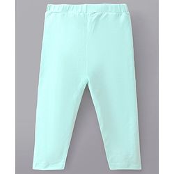 Pine Kids Cotton Knit Three Fourth Length Biowashed Solid Color Stretchable Leggings - Mint Blue