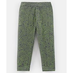 Pine Kids Cotton Knit Three Fourth Length Stretchable Leggings Abstract Print - Lava & Smoke