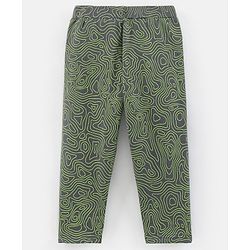 Pine Kids Cotton Knit Three Fourth Length Stretchable Leggings Abstract Print - Lava & Smoke