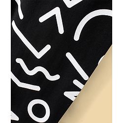 Pine Kids Cotton Biowashed Stretchable Three Fourth Length Leggings Abstract Print - Jet Black