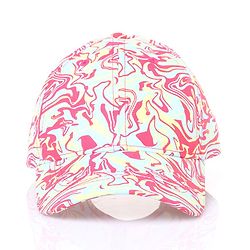 Pine Kids Cotton Baseball Caps Digital Print Pink & Green - Diameter 16.5 cm