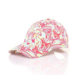 Pine Kids Cotton Baseball Caps Digital Print Pink & Green - Diameter 16.5 cm