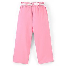 Pine Kids Cotton Knit Ankle Length Trouser with Belt - Pink