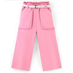 Pine Kids Cotton Knit Ankle Length Trouser with Belt - Pink