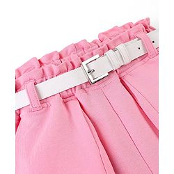 Pine Kids Cotton Knit Ankle Length Trouser with Belt - Pink