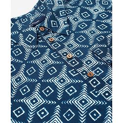 Pine Kids Cotton Full Sleeves Printed Pathani Kurta Pyjama Set- Navy Blue