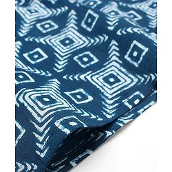 Pine Kids Cotton Full Sleeves Printed Pathani Kurta Pyjama Set- Navy Blue