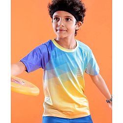 Pine Active Knitted Half Sleeves Stretchable T-Shirt Geometric Print - Multicolour