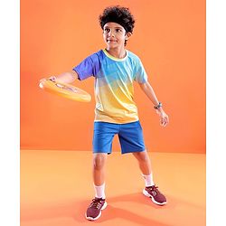 Pine Active Knitted Half Sleeves Stretchable T-Shirt Geometric Print - Multicolour