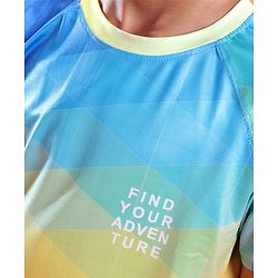 Pine Active Knitted Half Sleeves Stretchable T-Shirt Geometric Print - Multicolour