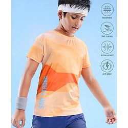 Pine Active High Stretch Half Sleeves Text Printed T Shirt - Orange