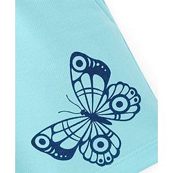 Pine Kids Cotton Knit Mid Thigh Length Shorts Butterfly Print - Light Blue