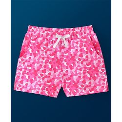 Pine Kids Cotton Knit Mid Thigh Length Abstract Printed Shorts - Pink
