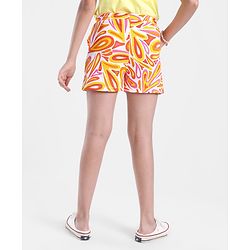 Pine Kids Cotton Knit Mid Thigh Length Abstract Printed Shorts - Orange