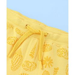 Pine Kids 100% Cotton Knit Knee Length Shorts Sea Shell Print - Yellow