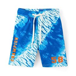 Pine Kids 100% Cotton Knit Knee Length Champion & Tie Dye Print Shorts - White & Blue