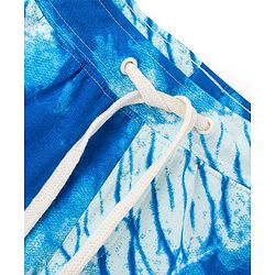Pine Kids 100% Cotton Knit Knee Length Champion & Tie Dye Print Shorts - White & Blue
