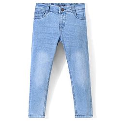 Pine Kids Ankle Length Five Pocket Cotton Elastane Washed Denim Jeans - Light Blue