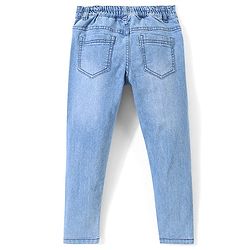 Pine Kids Ankle Length Five Pocket Cotton Elastane Washed Denim Jeans - Light Blue