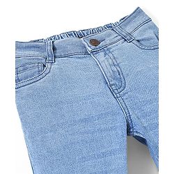 Pine Kids Ankle Length Five Pocket Cotton Elastane Washed Denim Jeans - Light Blue