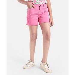 Pine Kids Mid Thigh Length Cotton Elastane Over Dyed Shorts - Pink