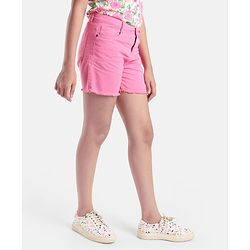 Pine Kids Mid Thigh Length Cotton Elastane Over Dyed Shorts - Pink