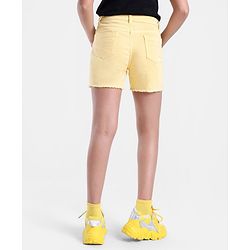 Pine Kids Thigh Length Cotton Elastane Over Dyed Shorts - Yellow