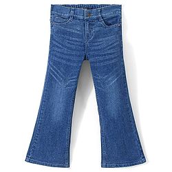 Pine Kids Ankle Length Wide Leg Opening Five Pocket Cotton Elastane Washed Denim Jeans - Dark Blue