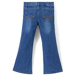 Pine Kids Ankle Length Wide Leg Opening Five Pocket Cotton Elastane Washed Denim Jeans - Dark Blue