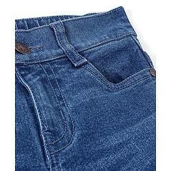 Pine Kids Ankle Length Wide Leg Opening Five Pocket Cotton Elastane Washed Denim Jeans - Dark Blue