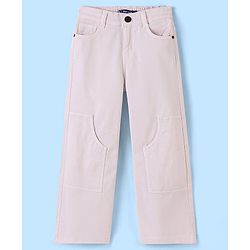 Pine Kids Ankle Length Cotton Elastane Over Dyed Jeans - Light Pink