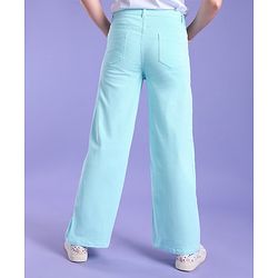 Pine Kids Ankle Length Cotton Elastane Over Dyed Jeans - Aqua Blue