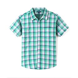 Pine Kids 100% Cotton Half Sleeves Checked Shirt- Blue