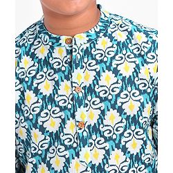 Pine Kids 100% Cotton Full Sleeves Kurta Pyjama Set Printed - Blue