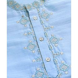 Pine Kids Viscose Full Sleeves Embroidered Kurta Pyjama Set- Turquoise