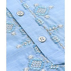 Pine Kids Viscose Full Sleeves Embroidered Kurta Pyjama Set- Turquoise