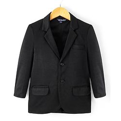 Pine Kids Full Sleeves Knitted Solid Color Blazer - Black