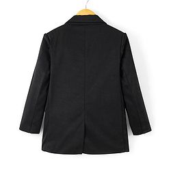 Pine Kids Full Sleeves Knitted Solid Color Blazer - Black
