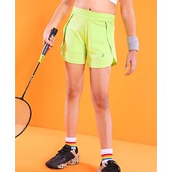 Pine Active High Stretch Mid Thigh Length Solid Shorts With Tights- Green