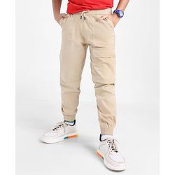 Pine Kids Cotton Elastane Pant With Soft Handfeel And Solid Colour - Beige