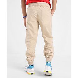 Pine Kids Cotton Elastane Pant With Soft Handfeel And Solid Colour - Beige