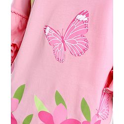 Pine Kids 100% Cotton Knit Three Fourth Sleeves Bio Washed Floral Print Top - Candy Pink