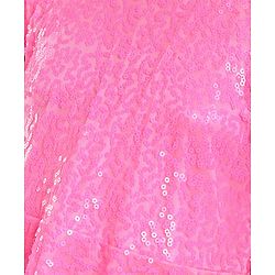 Pine Kids Half Sleeves Sequined Knee Length Party Dress with Asymmetrical Hem- Pink