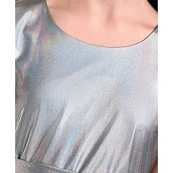 Pine Kids Half Sleeves Party Frock Solid Colour  - Silver