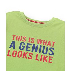 Pine Kids 100% Cotton Half Sleeves Biowashed T-Shirt Text Print - Lime Green
